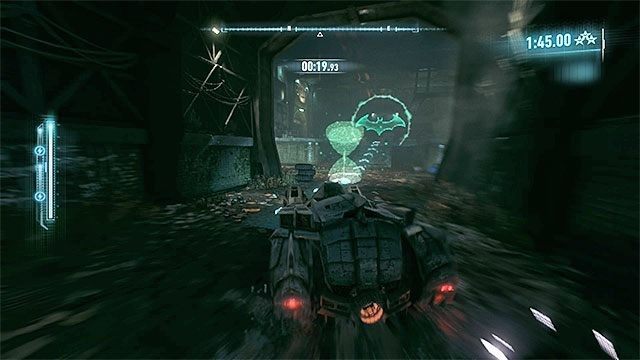 Dostępność: Wyzwanie to zostanie odblokowane po tym jak poszybujesz co najmniej 300 metrów po katapultowaniu Batmana z pojazdu - Wyzwania - kategoria Batmobile Race | Wyzwania RR | Batman Arkham Knight - Batman Arkham Knight - poradnik do gry