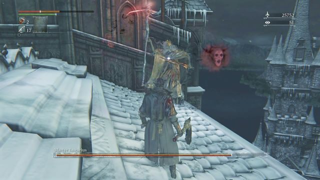 Wystrzeliwane pojedyncze czaszki wybuchają po zbliżeniu się w stronę gracza. - Męczennik Logarius | Bossowie w Bloodborne - Bloodborne - poradnik do gry