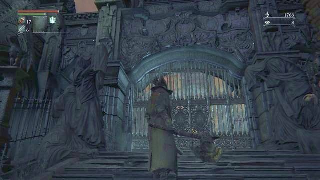 Brama blokująca przejście na centralny plac. - Jak odblokować główną bramę w Rewirze Katedralnym w Bloodborne? - Bloodborne - poradnik do gry