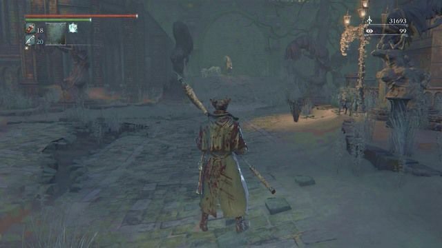 Na końcu drogi spotkasz masę wściekłych psów, łapacza oraz ciekawą broń. - Yahargul, Niewidzialna wioska - Podziemne więzienie | Opis przejścia Bloodborne - Bloodborne - poradnik do gry