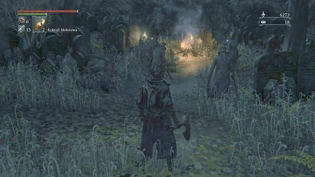 Na koniec zwróć się w stronę ogniska, od strony pokazanej na obrazku - Rewir Katedralny - po walce z Pastorem Amelią | Opis przejścia Bloodborne - Bloodborne - poradnik do gry