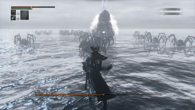 Przygotowujący się do zesłania pocisków boss. - Rom, Tępy pająk | Bossowie w Bloodborne - Bloodborne - poradnik do gry