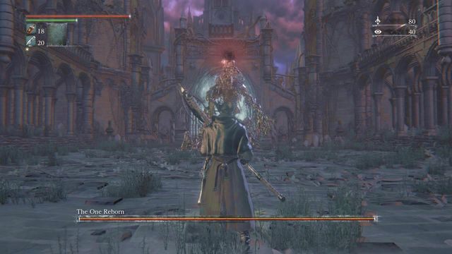 Boss atakuje (pocisk) zaraz po wejściu na plac. - Odrodzony | Bossowie w Bloodborne - Bloodborne - poradnik do gry