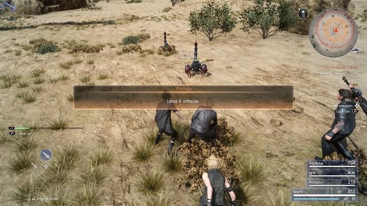 Twoim zadaniem jest walka z reapertailami, niegroźnymi skorpionami - Chapter 1 - Departure | Solucja Final Fantasy XV - Final Fantasy XV - poradnik do gry