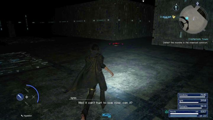 Widoczny w oddali czerwony przycisk. - Costlemark Tower | Solucja Final Fantasy XV - Final Fantasy XV - poradnik do gry