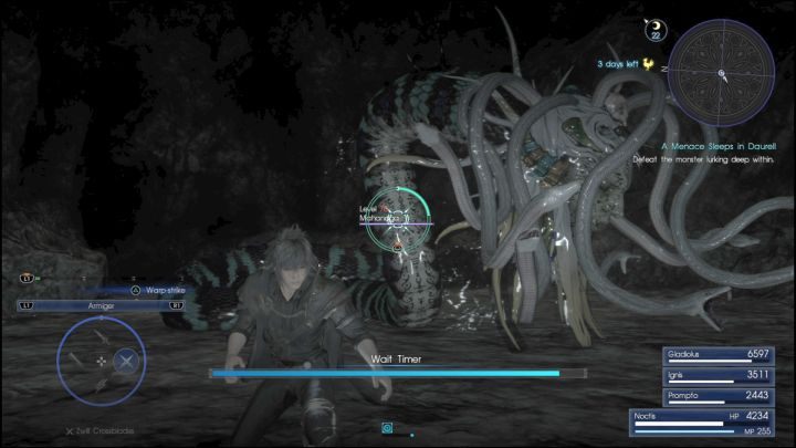 Na środku ekranu widać okrąg reprezentujący skanowanie. - Jak użyć umiejętności Libra w Final Fantasy XV? - Final Fantasy XV - poradnik do gry