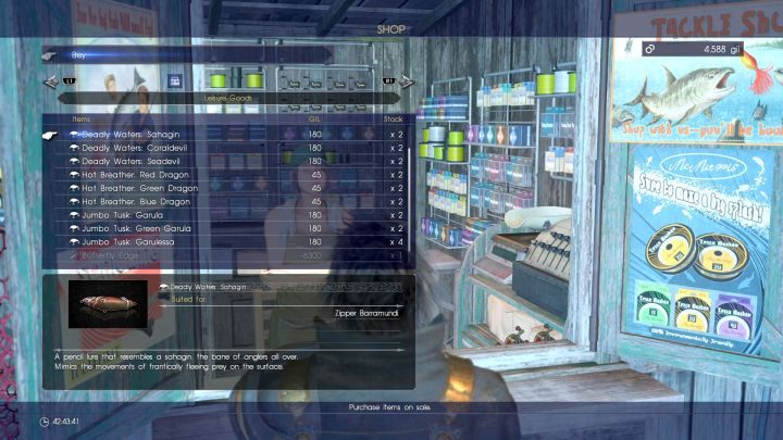 Warto często odwiedzać sklepy ze sprzętem wędkarskim. - Sprzęt do wędkowania w Final Fantasy XV - Final Fantasy XV - poradnik do gry