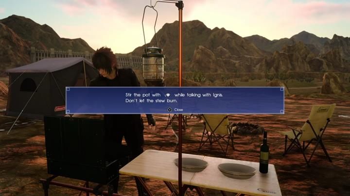 Przed Tobą prosta minigierka - musisz słuchać komend Ignisa i odpowiednio mieszać w kotle - Tours | Solucja Final Fantasy XV - Final Fantasy XV - poradnik do gry