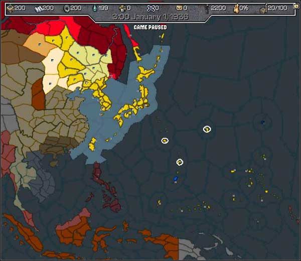 Strategiczne wyspy mogące stać się bazami wypadowymi dla amerykańskich bombowców, nie dopuść do ich utraty! - Japonia | Państwa w Europa Universalis II Wojna Światowa - Europa Universalis: II Wojna Światowa - poradnik do gry