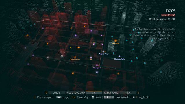 Mapa Strefy Mroku posiada swoje unikalne miejsca i punkty. - Kluczowe miejsca | Strefa Mroku w The Division - The Division - poradnik do gry