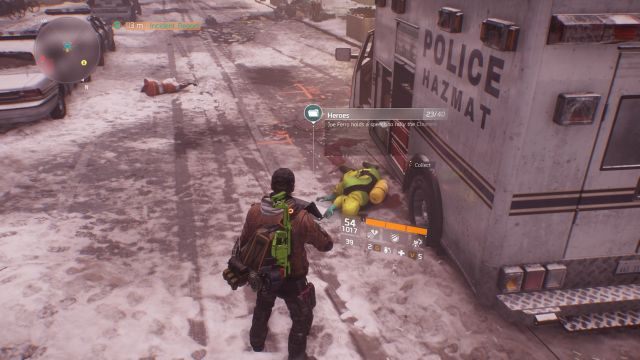Raport znajduje się obok opancerzonego wozu policyjnego. - Times Square [M6] | Dane wywiadowcze w The Division - The Division - poradnik do gry