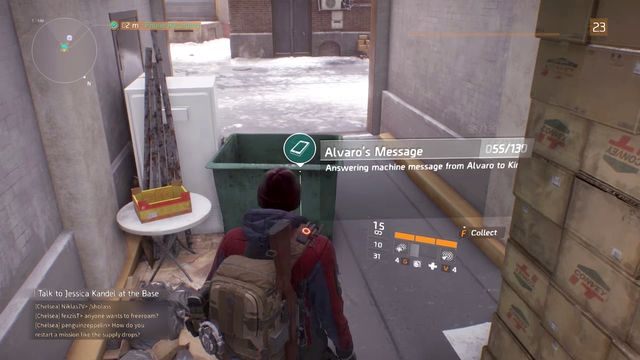 Telefon znajdziesz wewnątrz garażu, za zielonym koszem - Chelsea & Obóz Hudson [M1] | Dane wywiadowcze w The Division - The Division - poradnik do gry
