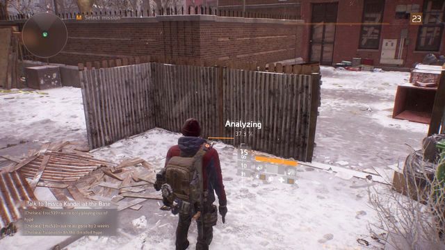 Za małym parkiem odnajdziesz alejkę, w której zlokalizowane zostało ECHO - Chelsea & Obóz Hudson [M1] | Dane wywiadowcze w The Division - The Division - poradnik do gry
