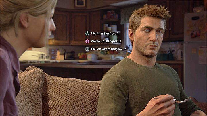 Wybierz dowolną opcję dialogową - Uncharted 4 Kres Złodzieja: Rozdział 4 Zwyczajne życie - solucja, opis przejścia - Uncharted 4: Kres Złodzieja - poradnik do gry