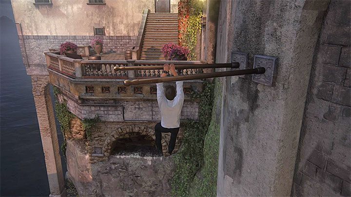 Skorzystaj z wystających drążków - Uncharted 4 Kres Złodzieja: Rozdział 6 Złodziejska krew - solucja, opis przejścia - Uncharted 4: Kres Złodzieja - poradnik do gry