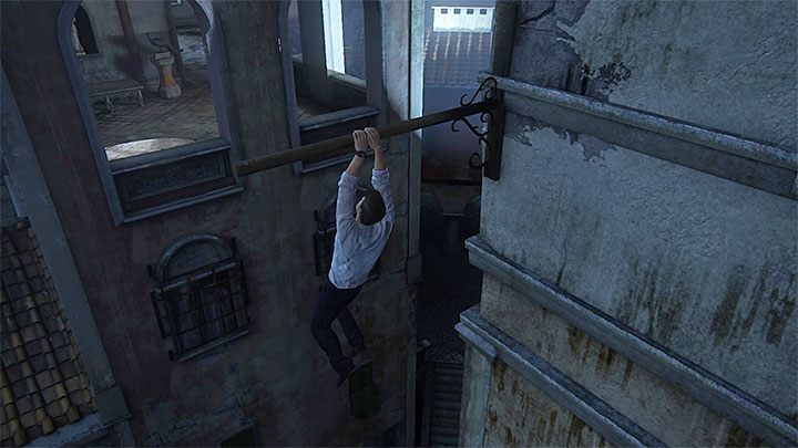 Opuść się po tym jak główny bohater znajdzie się nad niewielką stabilną półką - Uncharted 4 Kres Złodzieja: Rozdział 7 Zgaszone światła - solucja, opis przejścia - Uncharted 4: Kres Złodzieja - poradnik do gry