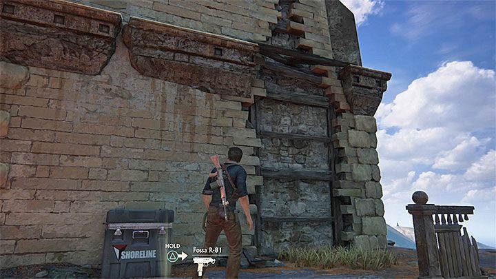 Miejsce rozpoczęcia wspinaczki na wieżę - Uncharted 4 Kres Złodzieja: Rozdział 10 Dwanaście wież - solucja, opis przejścia - Uncharted 4: Kres Złodzieja - poradnik do gry