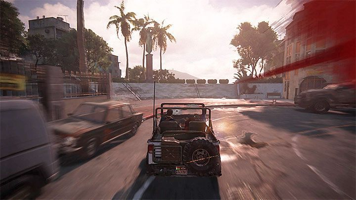 Sprawy skomplikują się po dotarciu na niewielki rynek, albowiem Nate i Sully ustalą, że trasa przejazdu jest zablokowana przez pojazdy - Uncharted 4 Kres Złodzieja: Rozdział 11 Najciemniej pod latarnią - solucja, opis przejścia - Uncharted 4: Kres Złodzieja - poradnik do gry