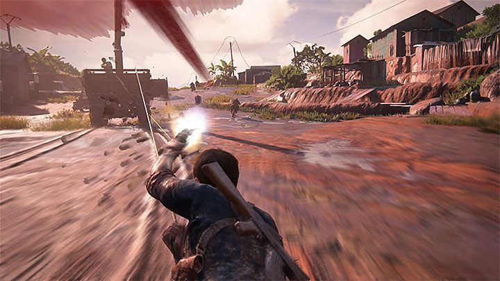 Celuj w opony pojazdów i motocykli - Uncharted 4 Kres Złodzieja: Rozdział 11 Najciemniej pod latarnią - solucja, opis przejścia - Uncharted 4: Kres Złodzieja - poradnik do gry