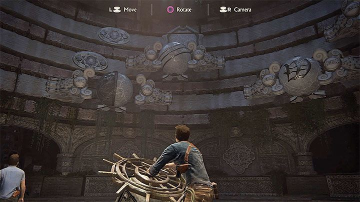 W trakcie zaliczania pierwszej części zagadki interesuj się jedynie dolnym rzędem (dwa wyższe będą nieaktywne) - Uncharted 4 Kres Złodzieja: Rozdział 12 Na morzu - solucja, opis przejścia - Uncharted 4: Kres Złodzieja - poradnik do gry