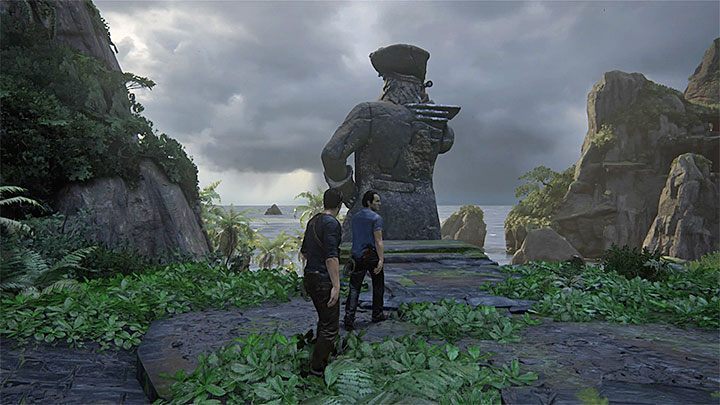 Musisz wdrapać się od tyłu na posąg Averyego - Uncharted 4 Kres Złodzieja: Rozdział 12 Na morzu - solucja, opis przejścia - Uncharted 4: Kres Złodzieja - poradnik do gry