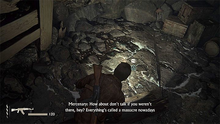 Wdrap się na lewą górną półkę i wkrocz szybko do pokazanej na obrazku 1 jaskini (postaraj się tego dokonać zanim zostaniesz zauważony przez wrogów) - Uncharted 4 Kres Złodzieja: Grób Henryego Averyego - wszystkie skarby - Uncharted 4: Kres Złodzieja - poradnik do gry