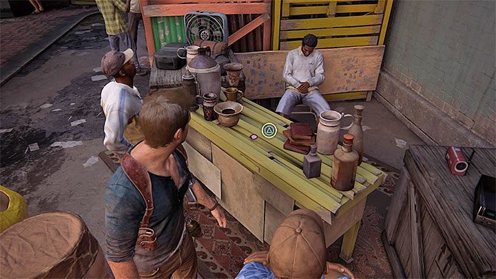 Drugi sekret również możesz odnaleźć na samym początku etapu, aczkolwiek w tym przypadku musisz zbadać prawą część targowiska - Uncharted 4 Kres Złodzieja: Najciemniej pod latarnią - wszystkie skarby - Uncharted 4: Kres Złodzieja - poradnik do gry