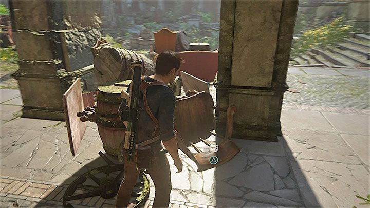 Dziewiąty sekret możesz odnaleźć pod koniec rozdziału, a konkretnie po dotarciu na duży dziedziniec gdzie odbyła się ogromna bitwa - Uncharted 4 Kres Złodzieja: Dołączcie do mnie w raju - wszystkie skarby - Uncharted 4: Kres Złodzieja - poradnik do gry