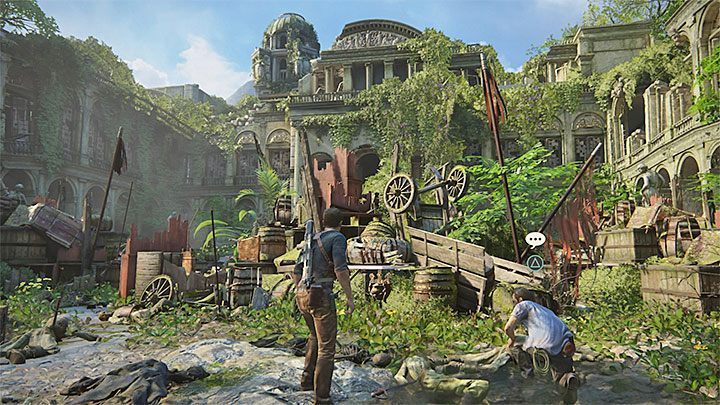 Ostatnią rozmowę możesz odbyć po dotarciu na pole bitwy na dużym dziedzińcu - Uncharted 4 Kres Złodzieja: Opcjonalne rozmowy - sekrety i zagadki - Uncharted 4: Kres Złodzieja - poradnik do gry