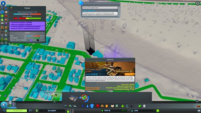 Ważne, żeby wybudowane w mieście spalarnie były w stanie spalać praktycznie tyle śmieci ile jest produkowane - statystyki te sprawdzisz na panelu informacyjnym odpadów w lewym-górnym rogu - Cities Skylines: Odpady - Cities: Skylines - poradnik do gry