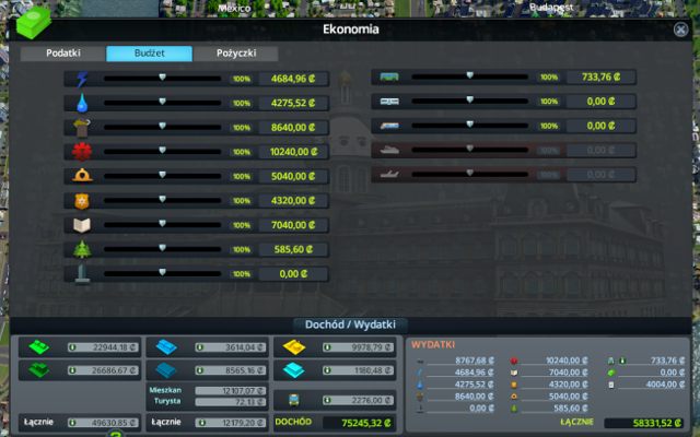 To kluczowy panel - od liczb w nim zawartych wszystko zależy - Cities Skylines: Ekonomia, zarządzanie miejskie - panel burmistrza - Cities: Skylines - poradnik do gry