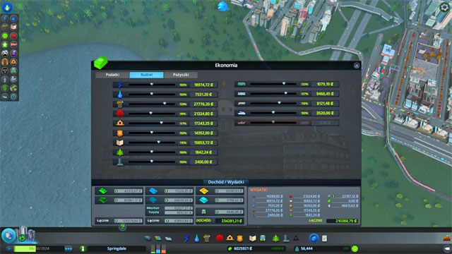 W tej zakładce kontrolujesz swoje wydatki - Cities Skylines: Budżet miasta - Cities: Skylines - poradnik do gry