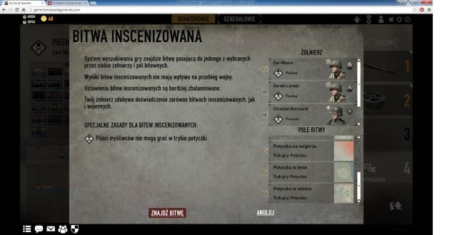 Ekran wyboru trybu potyczki. - Potyczka | Tryby gry w Heroes & Generals - Heroes & Generals - poradnik do gry