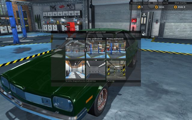 Panel ten pozwala nam łatwo przenosić samochód pomiędzy kolejnymi miejscami w garażu. - Korzystanie z podnośnika | Podstawy rozgrywki Car Mechanic Simulator 2015 - Car Mechanic Simulator 2015 - poradnik do gry