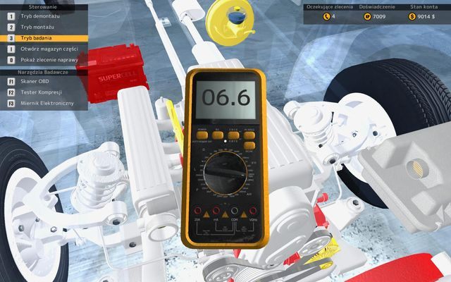 Ostatnim z urządzeń pomagających w diagnostyce jest miernik elektroniczny - jego również kupimy za 1 punkt otrzymywany po zebraniu 1000 punktów doświadczenia za pośrednictwem skrzynki z narzędziami - Miernik elektroniczny | Badanie stanu technicznego w Car Mechanic Simulator 2015 - Car Mechanic Simulator 2015 - poradnik do gry
