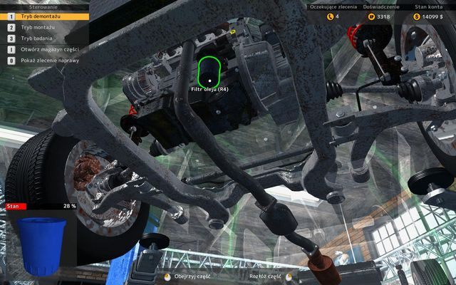 Filtr oleju umieszczono pod miską olejową. - Wymiana filtra oleju | Podstawowe operacje remontowe w CMS 2015 - Car Mechanic Simulator 2015 - poradnik do gry