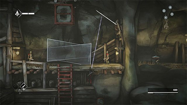 Wykonaj kilka kroków w prawo i skorzystaj z najbliższej drabinki żeby dotrzeć do trzeciego fragmentu danych Animusa - Sekwencja 2 - Powrót (The Return) - Assassins Creed Chronicles: China - poradnik do gry