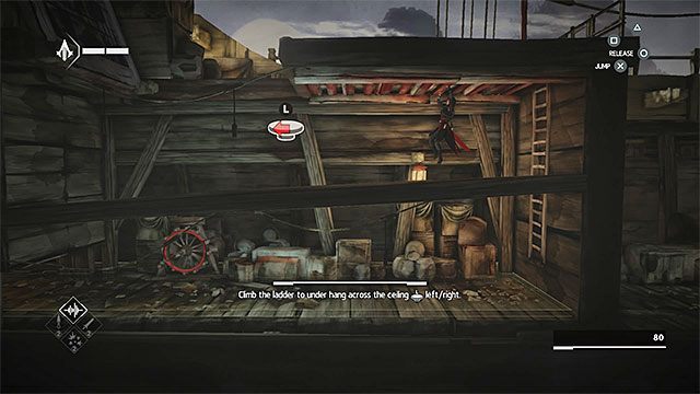 Przejdź w prawo i skorzystaj z dużej drabinki żeby dotrzeć na pokład okrętu - Sekwencja 3 - Port (The Port) - Assassins Creed Chronicles: China - poradnik do gry