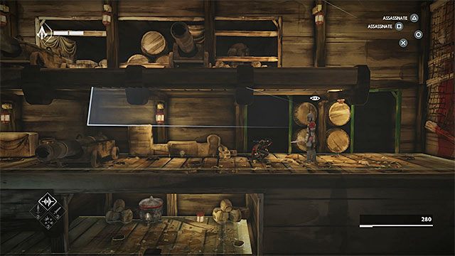 Po splądrowaniu skrzyni wyrusz w prawo, przechodząc pod omijanymi wcześniej strażnikami - Sekwencja 3 - Port (The Port) - Assassins Creed Chronicles: China - poradnik do gry