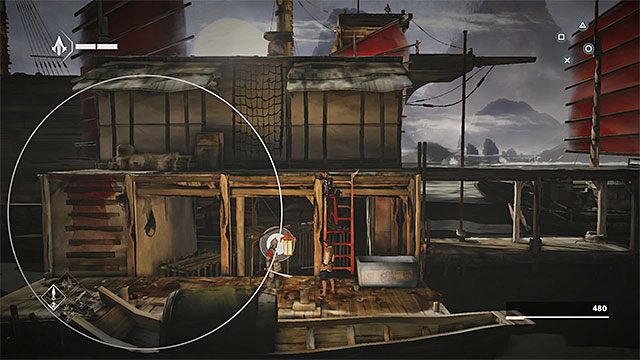 Wyjdź ze stogu siana i przebiegnij po drewnianej belce na pierwszy plan - Sekwencja 3 - Port (The Port) - Assassins Creed Chronicles: China - poradnik do gry
