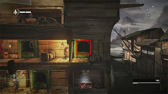 Tuż po tym jak dotrzesz na wyższy pokład Shao Jun dotknie bambusowej zasłony i w rezultacie zwróci na siebie uwagę nowego wroga z latarnią - Sekwencja 3 - Port (The Port) - Assassins Creed Chronicles: China - poradnik do gry