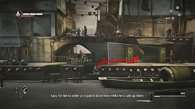 Zejdź po drabinie i schowaj się w dolnej kryjówce - Sekwencja 6 - Poszukiwania (The Search) - Assassins Creed Chronicles: China - poradnik do gry