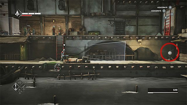 FRAGMENT 10/12 - Dziesiąty fragment znajduje się na samym końcu ścieżki przy wodzie, podczas przemierzania której musisz korzystać z dolnych kryjówek oraz ze słupów do unikania wykrycia przez okolicznych wartowników - Fragmenty danych w sekwencji 6 - Poszukiwania - Fragmenty danych Animusa - Assassins Creed Chronicles: China - poradnik do gry