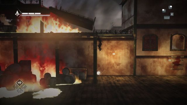 FRAGMENT 4/5 - Podczas kolejnego długiego biegu, gdzie musisz wykonywać wślizgi pod zawalonymi podłogami, po przeskoczeniu po palach i dostaniu się na szczyt rusztowania wykonasz jeszcze jeden wślizg, by z niego zeskoczyć - Fragmenty danych w sekwencji 10 - Demoniczny ogień - Fragmenty danych Animusa - Assassins Creed Chronicles: China - poradnik do gry