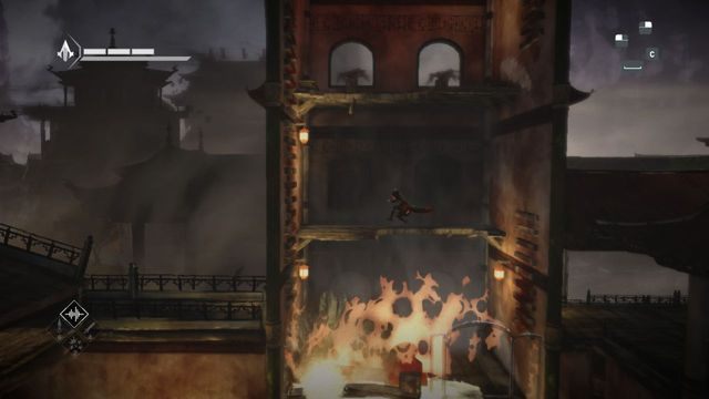 Wejdź do wieży i przeskakuj między ścianami do okna na szczycie - Sekwencja 10 - Demoniczny ogień (Demon Fire) - Assassins Creed Chronicles: China - poradnik do gry