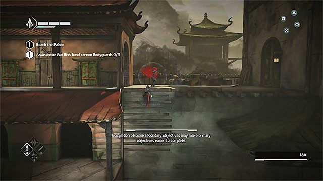 Zatrzymaj się w tym obszarze, bo przebywa tu pierwszy spośród trzech osobistych ochroniarzy Wei Bina - Sekwencja 7 - Wąż (The Snake) - Assassins Creed Chronicles: China - poradnik do gry