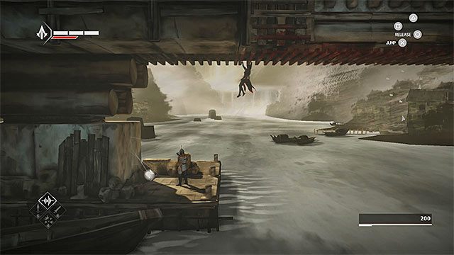 FRAGMENT 4/11 - Czwarty fragment znajduje się pod mostem przemierzanym w drodze do miasta - Fragmenty danych w sekwencji 8 - Myśliwy i ofiara - Fragmenty danych Animusa - Assassins Creed Chronicles: China - poradnik do gry