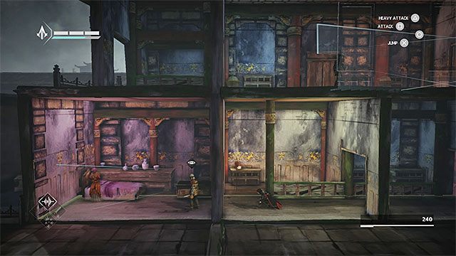 Opuść się przy krawędzi, tak by Shao Jun chwyciła się drabinki przy suficie - Sekwencja 9 - Dawna przyjaciółka (An Old Friend) - Assassins Creed Chronicles: China - poradnik do gry