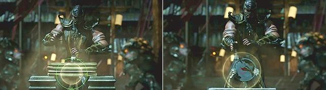 Zwróć uwagę na to, jak zmienia się trudność zadania przy porównaniu pierwszej przeszkody (z lewej) do ostatniej (z prawej) - Mortal Kombat X: Wieże - Tryb gry - Mortal Kombat X - poradnik do gry