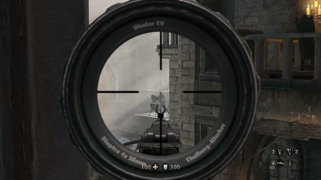 Po zabiciu wszystkich wrogów skieruj się do korytarza i zniszcz ścianę by dostać się do kolejnej lokacji - Rozdział 3 - Twierdza Wolfenstein | Opis przejścia Wolfenstein The Old Blood - Wolfenstein: The Old Blood - poradnik do gry